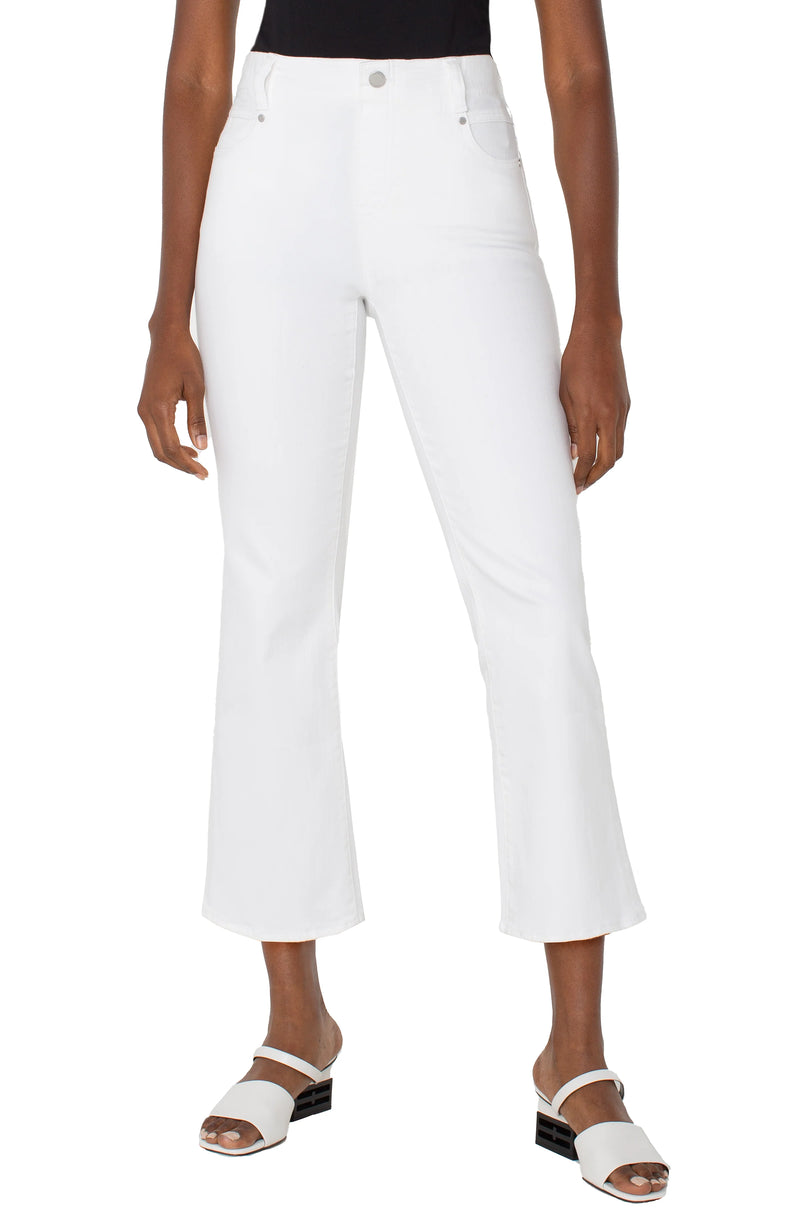 FINAL SALE Liverpool Gia Glider Crop Flare w/ Tulip Back Slit - Bright White
