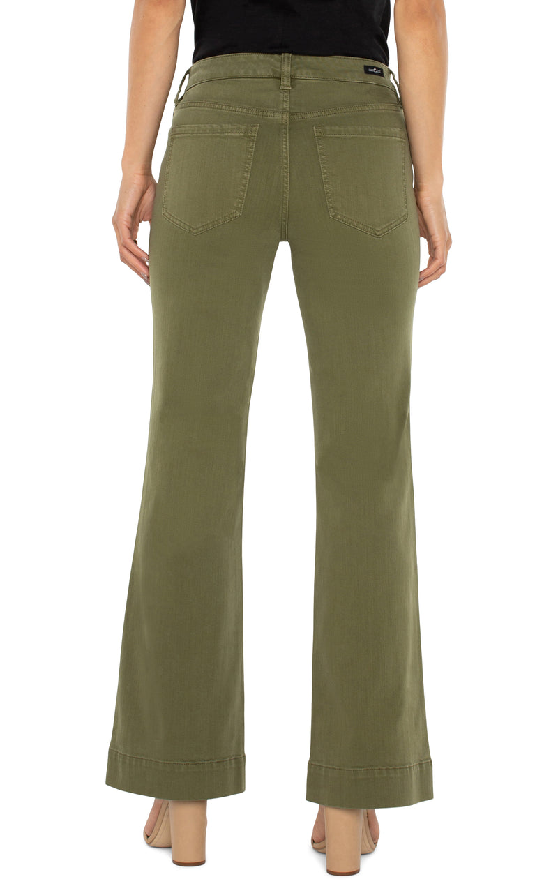 FINAL SALE LIVERPOOL HANNAH FLARE W/WIDE HEM - SPANISH OLIVE