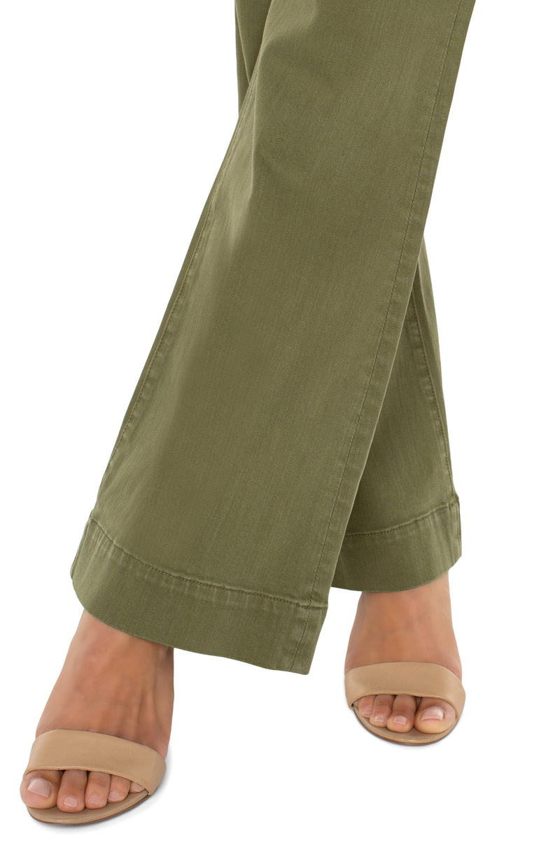 FINAL SALE LIVERPOOL HANNAH FLARE W/WIDE HEM - SPANISH OLIVE
