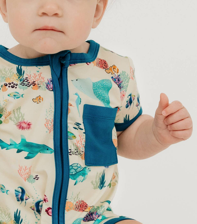 Coral Reef Bamboo Baby Shortie Romper