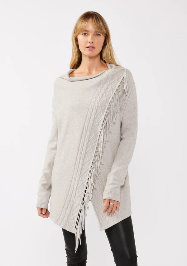 Clara Fringe Cardigan - Heather Grey