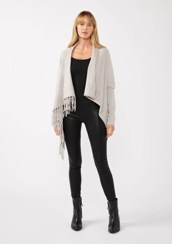 Clara Fringe Cardigan - Heather Grey