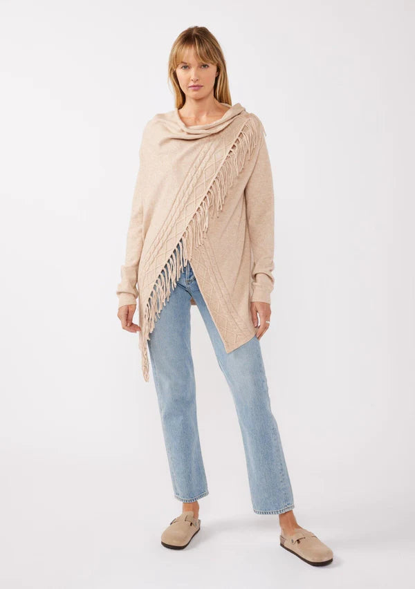 Clara Fringe Cardigan - Heather Natural