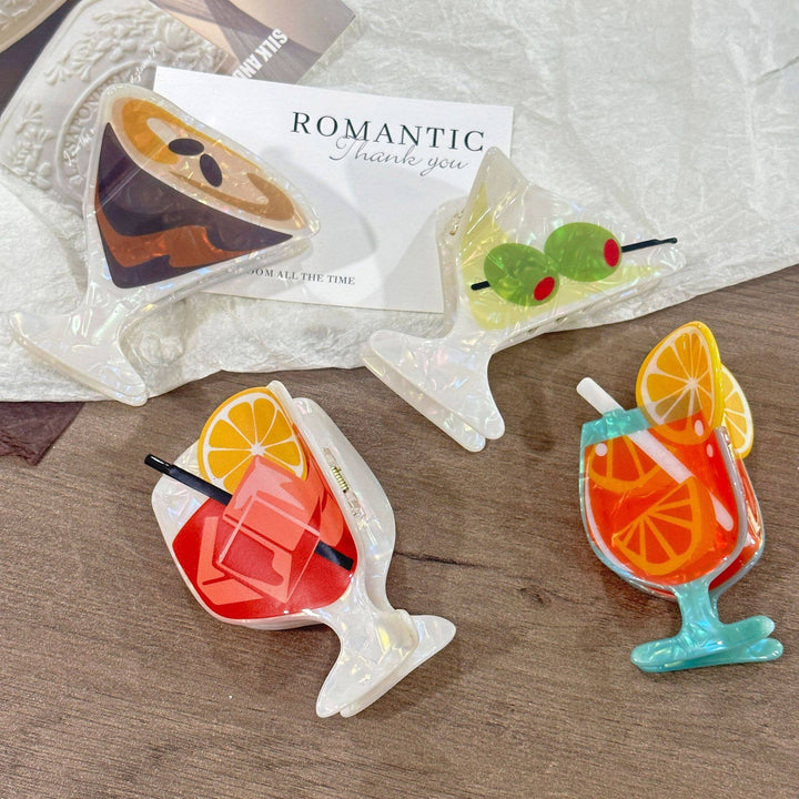Funny Summer Beach Drink Cocktail Hair Claw Clip
