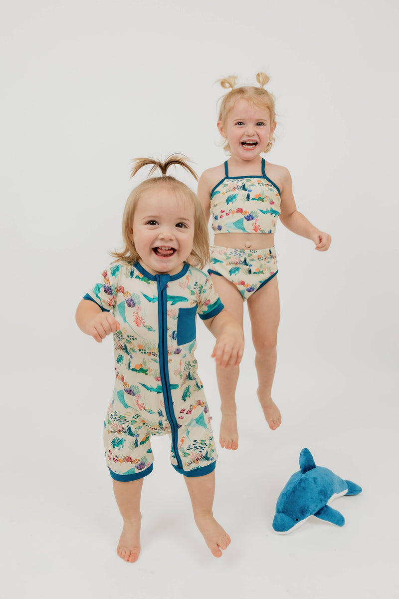 Coral Reef Bamboo Baby Shortie Romper