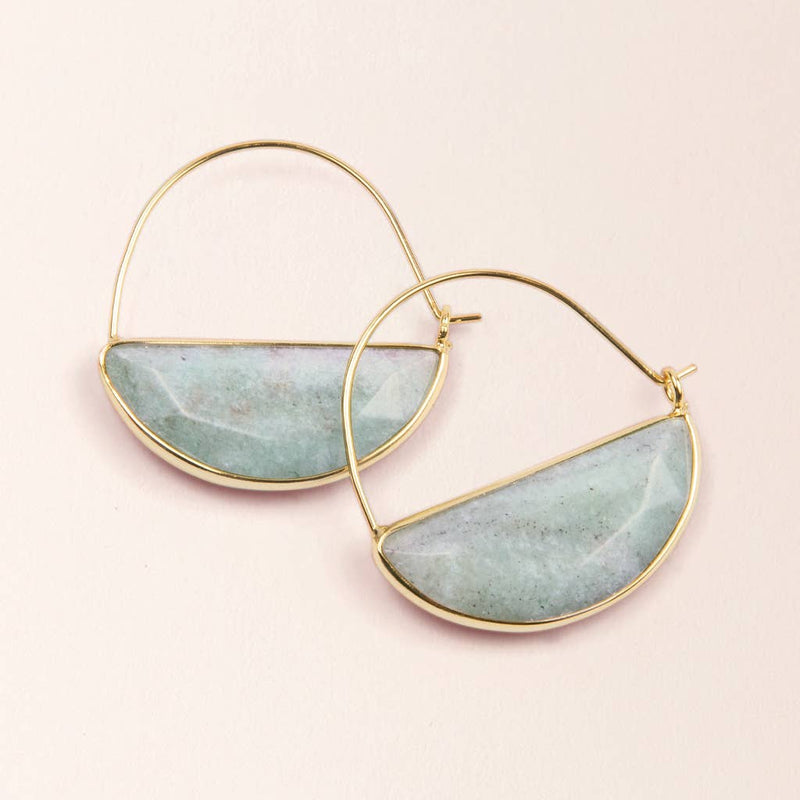 Stone Prism Hoop - Amazonite/Gold