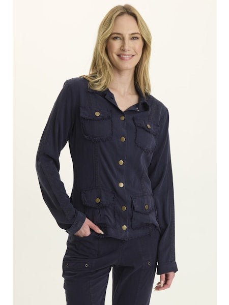 XCVI Twill Safari Jacket - Navy