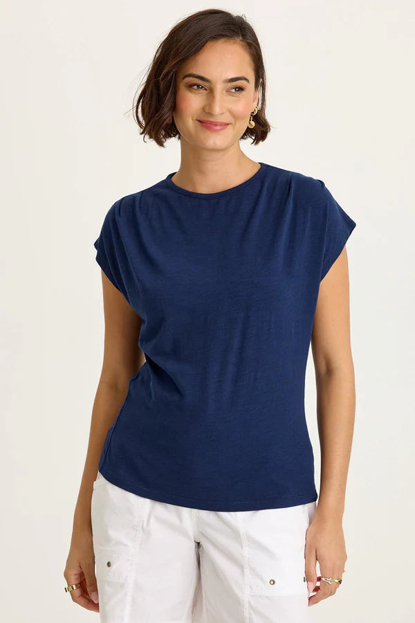 XCVI Wearables Arwen Soft Jersey Mock Neck Tee  in Airdale Pigment