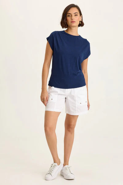 XCVI Wearables Arwen Soft Jersey Mock Neck Tee  in Airdale Pigment