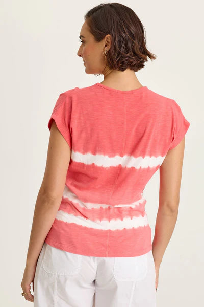 XCVI Wearables Arwen Soft Jersey Mock Neck Tee  in Caravel Wash Guava