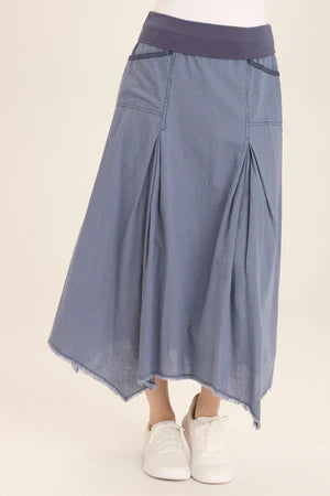 XCVI Wearables Triste Linen Bohemian Sharkbite Maxi Skirt  in Hypnotic Pigment