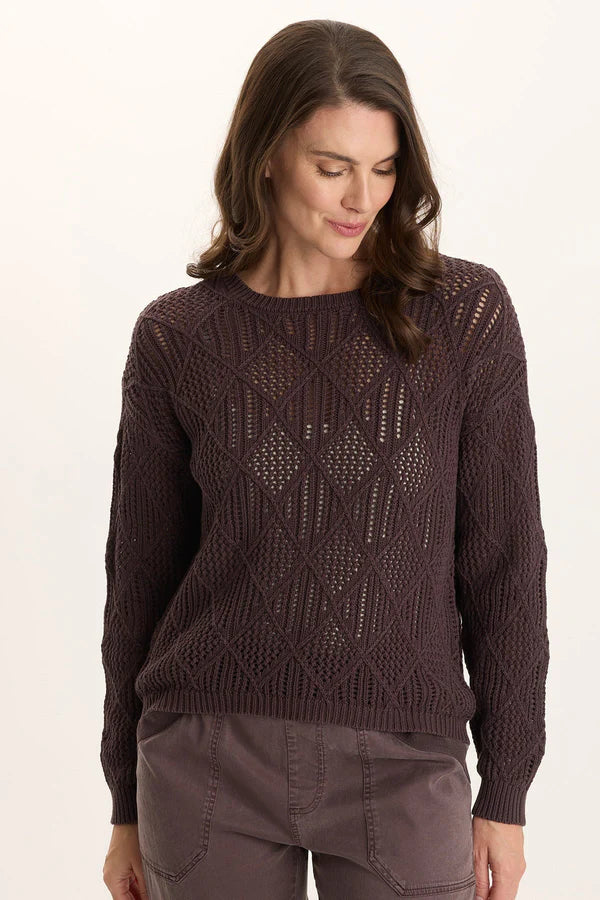 Rothwell Cotton Knit Relaxed-Fit Sweater Top  in Bistro Pigment
