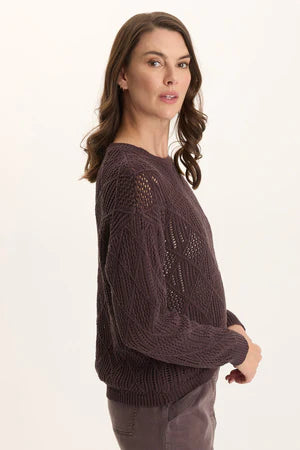 Rothwell Cotton Knit Relaxed-Fit Sweater Top  in Bistro Pigment