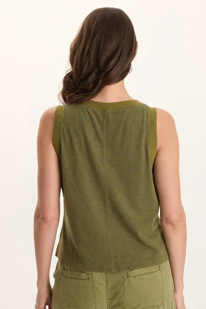 XCVI Katrine Soft Twill Embroidered Artisan Tank  in Thicket Pigment