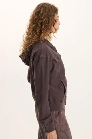 XCVI Balfore Twill Knit Hooded Bomber  in Bistro Pigment