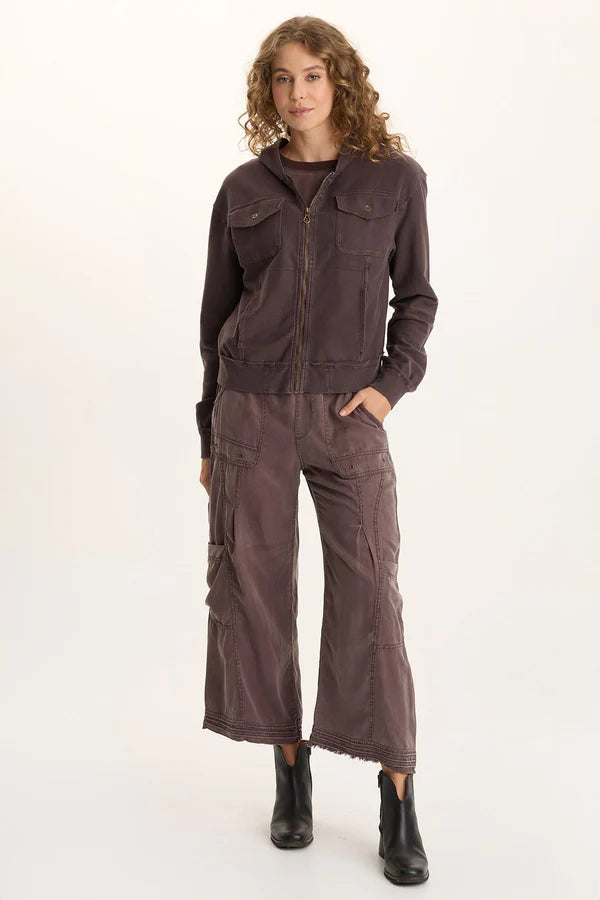 XCVI Balfore Twill Knit Hooded Bomber  in Bistro Pigment