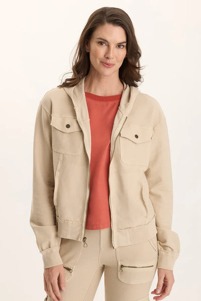 XCVI Balfore Twill Knit Hooded Bomber
 in Park Avenue