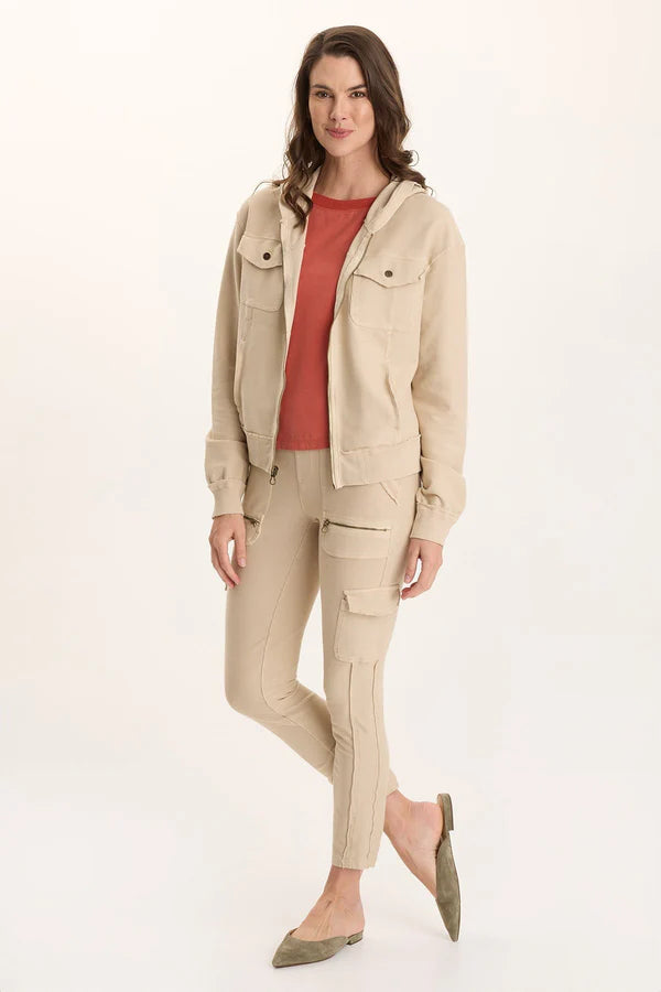 XCVI Balfore Twill Knit Hooded Bomber  in Park Avenue