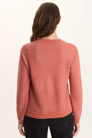 XCVI Alvis Thermal Asymmetrical Long-Sleeve Top  in Papaver