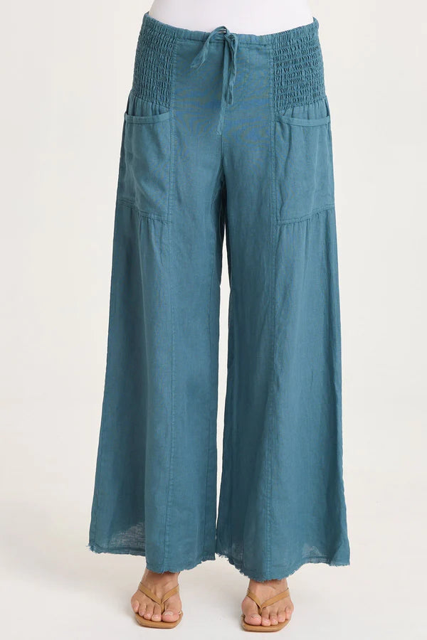 XCVI Coleson Linen Wide Leg Pant  in Dark Night