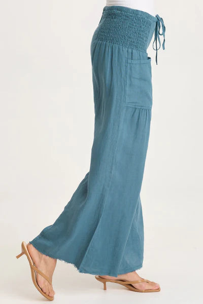 XCVI Coleson Linen Wide Leg Pant  in Dark Night