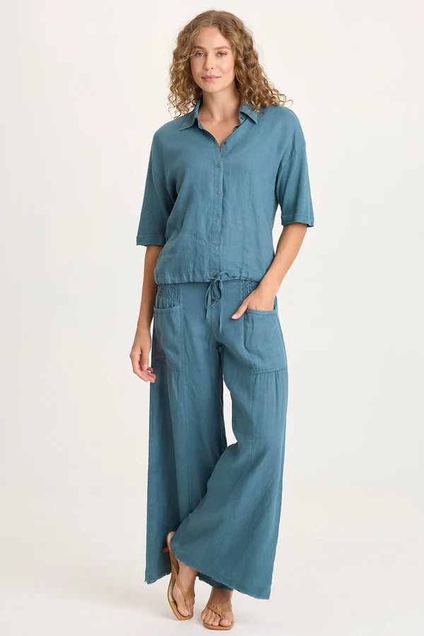 XCVI Coleson Linen Wide Leg Pant  in Dark Night