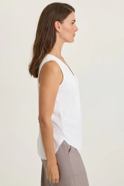 XCVI Wearables Nila Twill/Jersey V-Neck Tank  in White