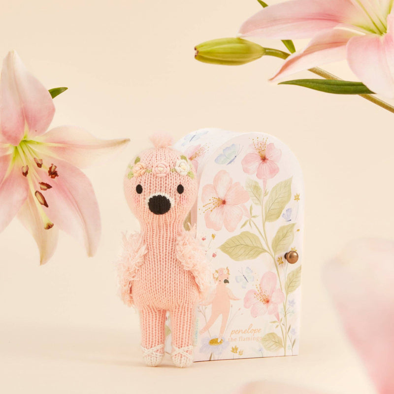 Cuddle+Kind Tiny Penelope the flamingo, gives 10 meals