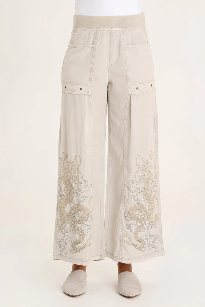 XCVI Pheodora Embroidered Pant - Whitecap Pigment