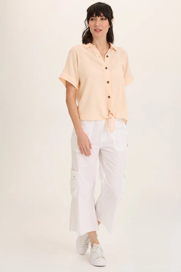 XCVI Wearables Femke Stretch Poplin Cargo Crop  in White