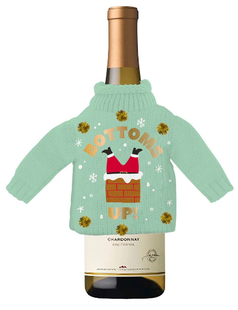 Funny Holiday Christmas Wine Bottle Sweater | Bottoms Up