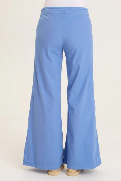 XCVI Wearables Tiered Wide Leg Drawstring Flare Ruched Pant  in Shasta Lake