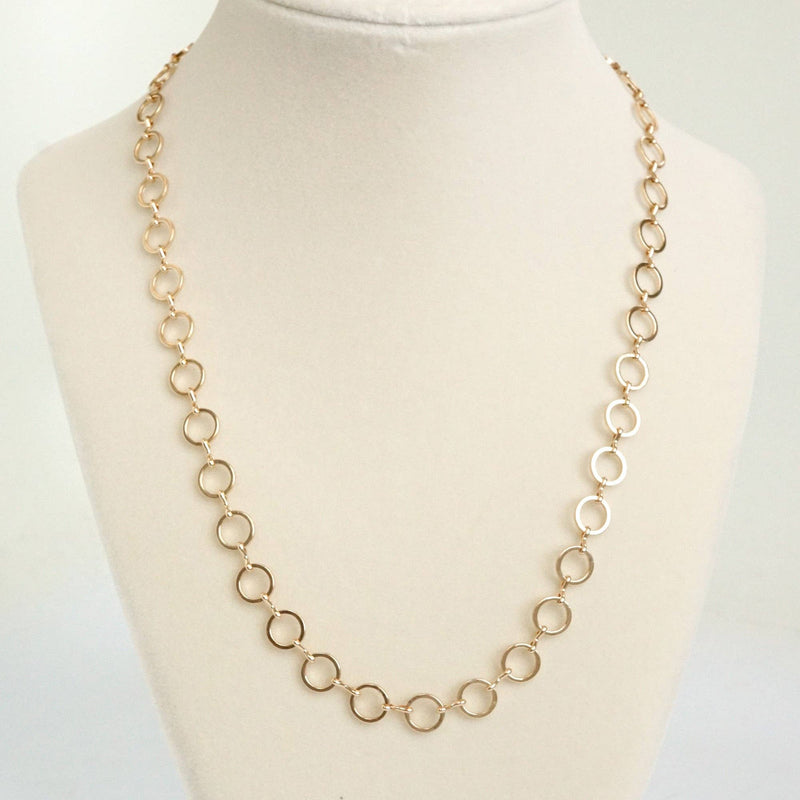 Small circle hoop links dainty chain necklace Gold Silver