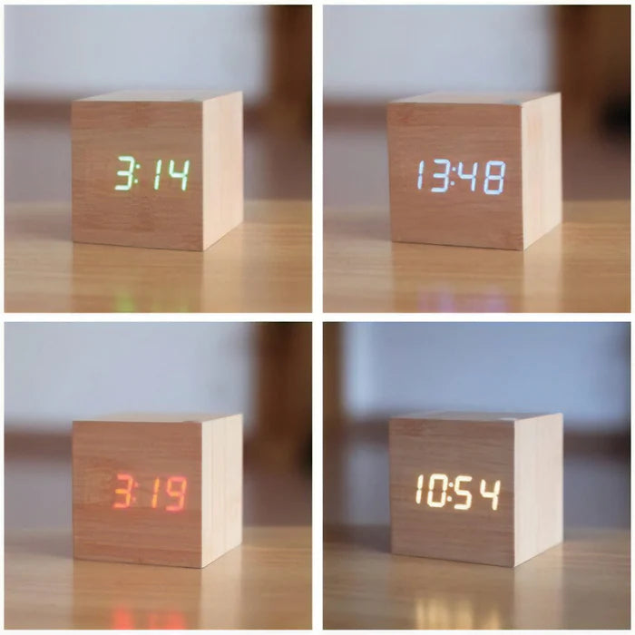Square Wood Digital Clock