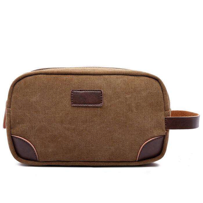 Canvas & Leather Dopp Kit - Brown