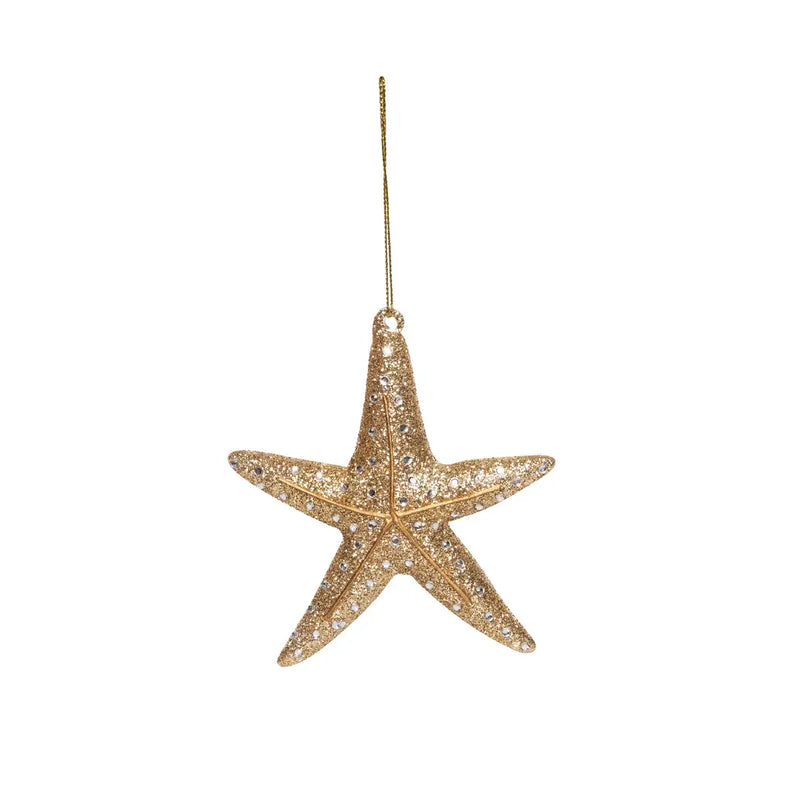 Christmas Gold Sea Star Blown Glass Ornament