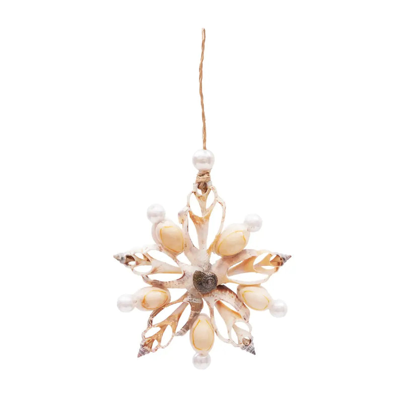 Christmas Flower Lacey Shell Coastal Ornament