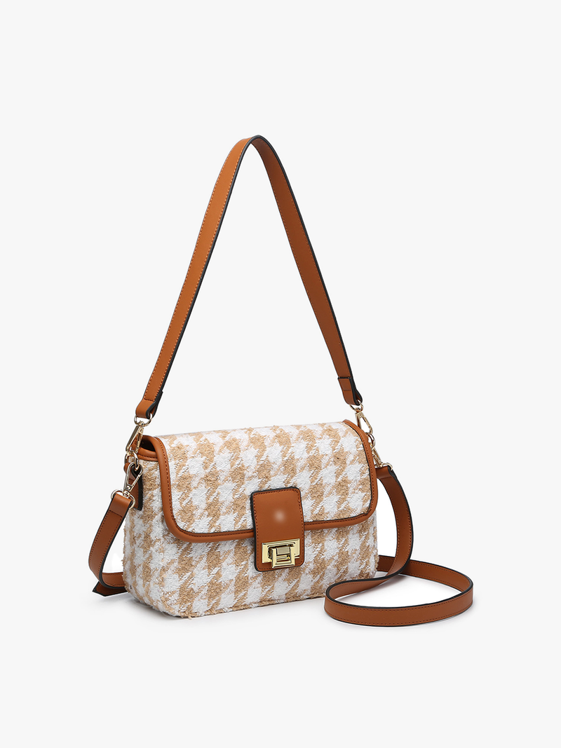 Elodie Houndstooth Gold Accent Crossbody