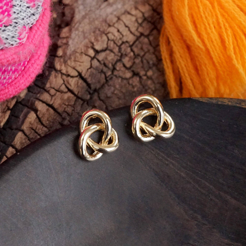 Love Knot Stud Statement Earrings in Gold Tone