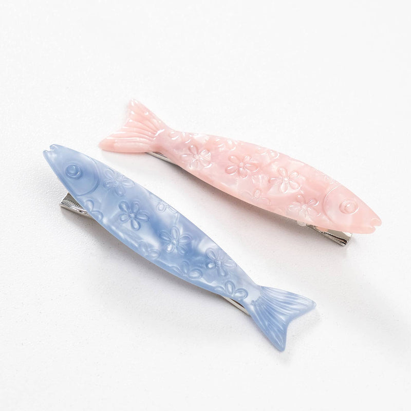 Saltwater Floral Sardine Fish Barrette Hair Clip