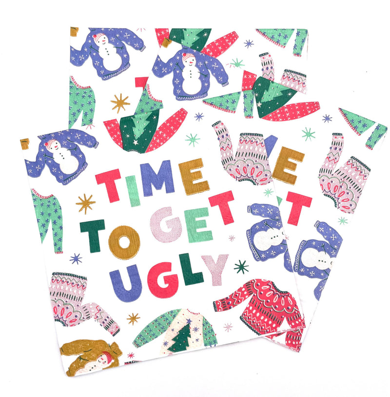 Funny Holiday Cocktail Napkins |Time To Get Ugly - 20ct