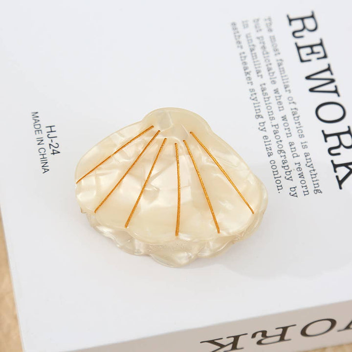 Gold-Lined Marbled Seashell Shape Hair Clip
