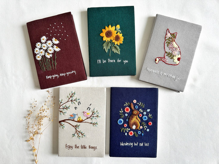 Handmade Journal with Cute Embroidery &amp; Inspirational Quote, Collection Rory ✅