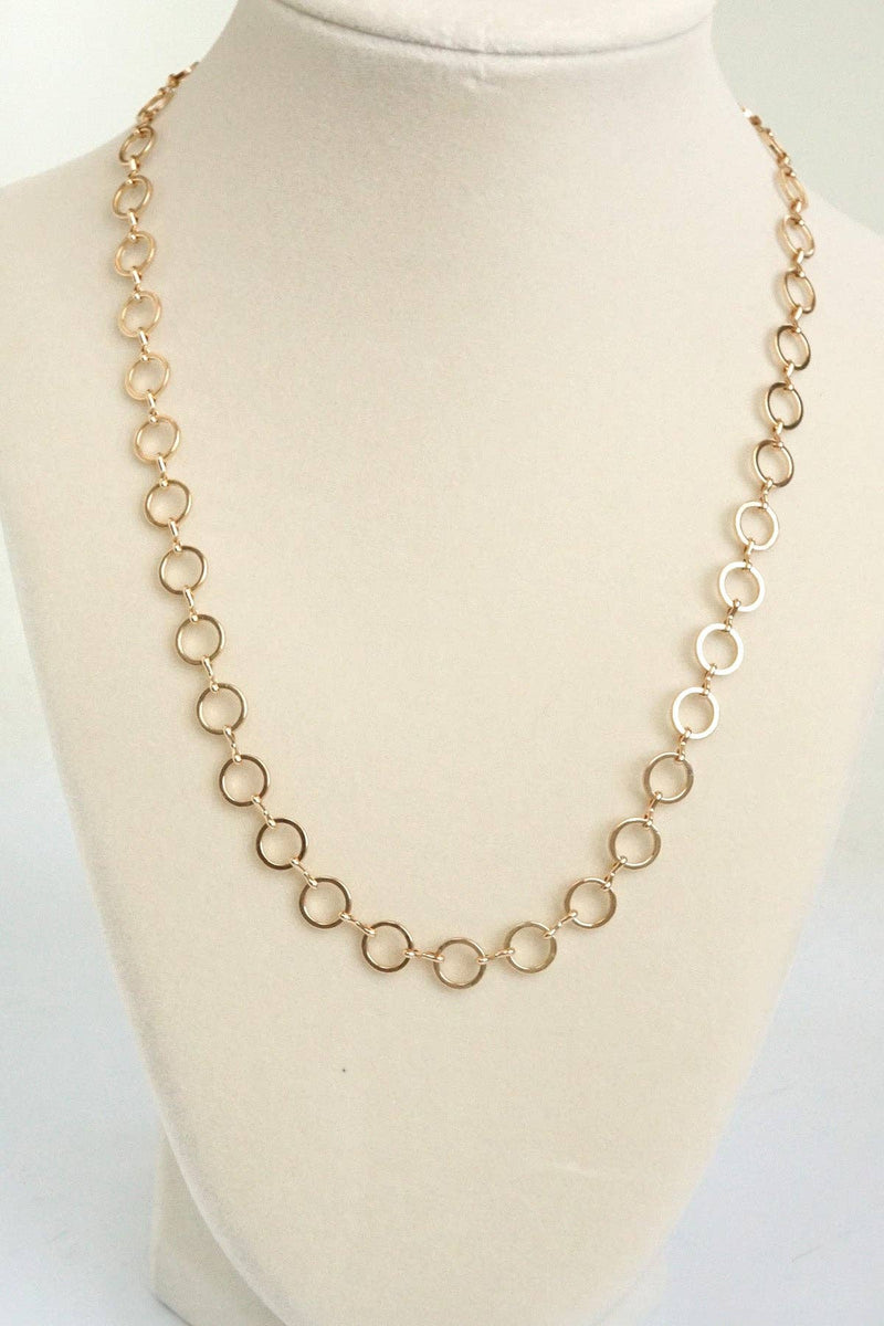 Small circle hoop links dainty chain necklace Gold Silver