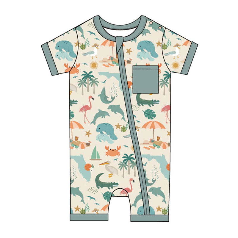 Explore Florida Souvenir Bamboo Baby Shortie Romper Jumpsuit