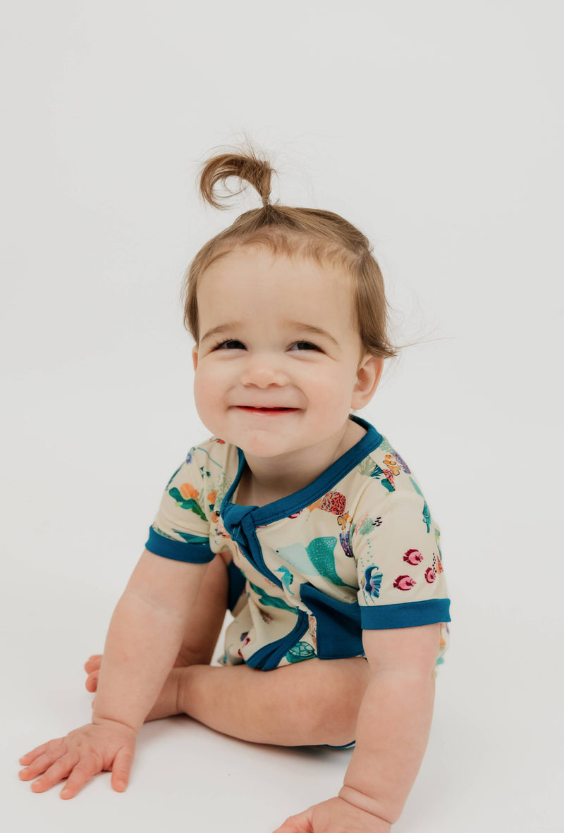 Coral Reef Bamboo Baby Shortie Romper