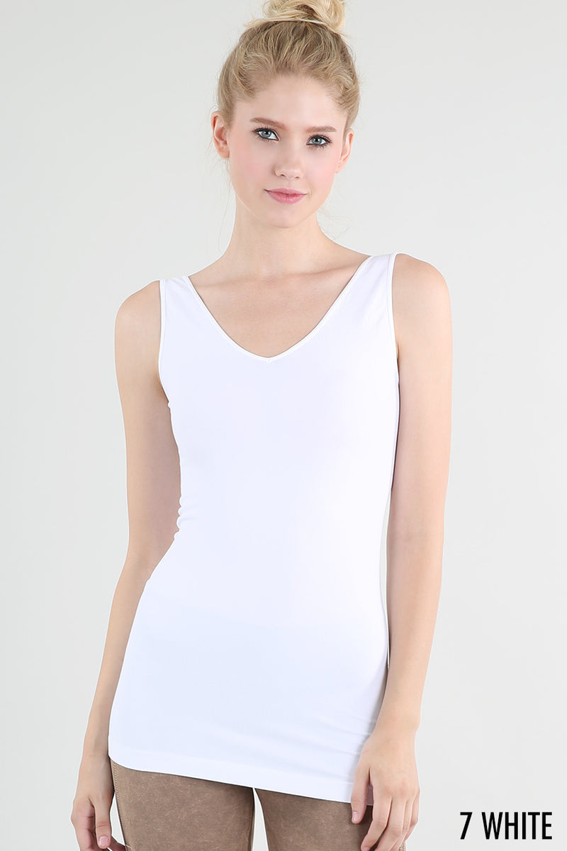 NIKIBIKI Women Seamless Reversible Classic Tank Top One Size - White