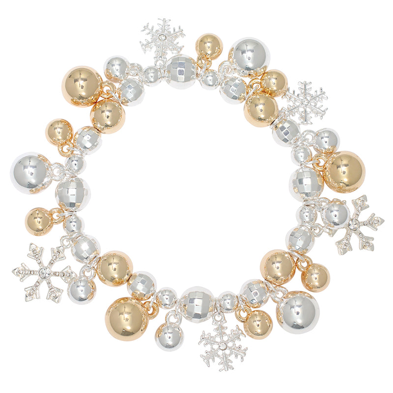 Bracelet-Silver & Gold w Snowflakes