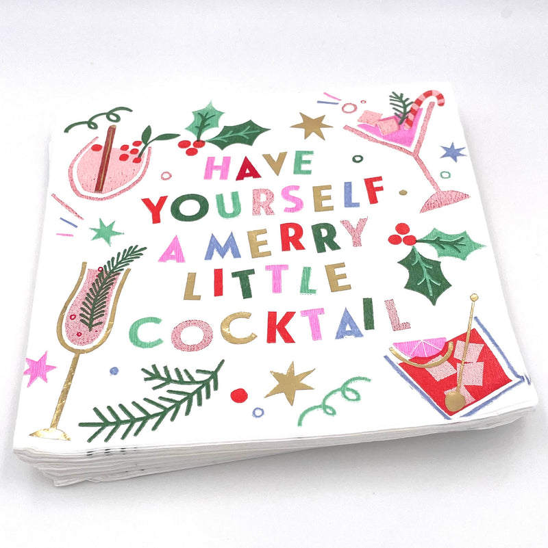 Christmas Napkins | Merry Little Cocktail - Foil - 20ct