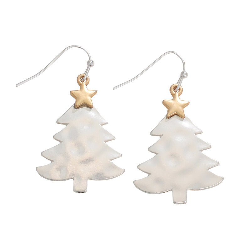 Earrings-TwoTone Silv Xmas Tree